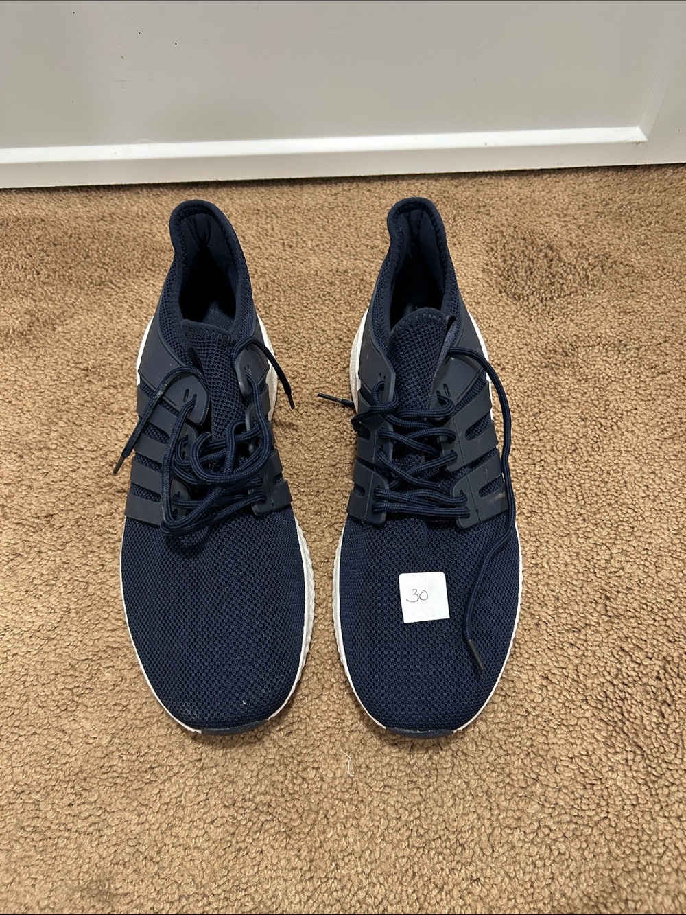 Amazon Men's Navy Mesh Lace-Up Sneakers with White Sole
